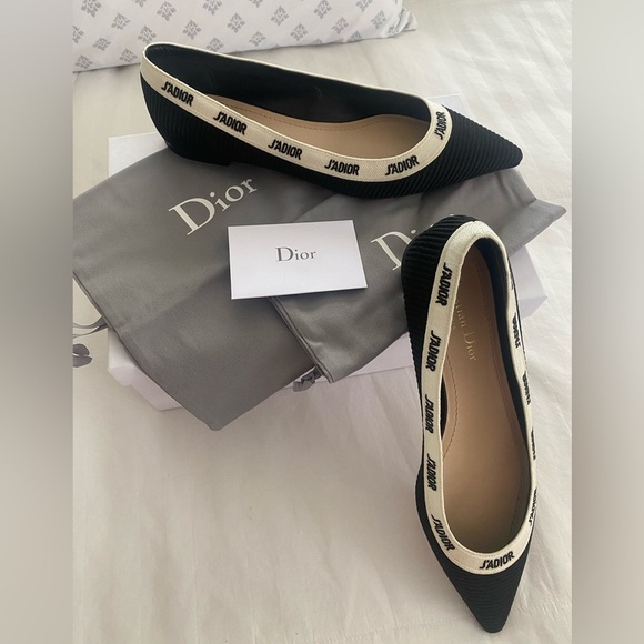 Authentic Christian Dior J’Adior Black Pointed-Toe Flats – Size 39 - Picture 1 of 9